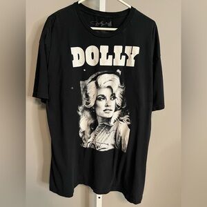 Black Graphic Tee with Dolly Parton Print